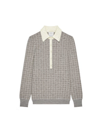 Pull col polo manches longues en laine - Beige