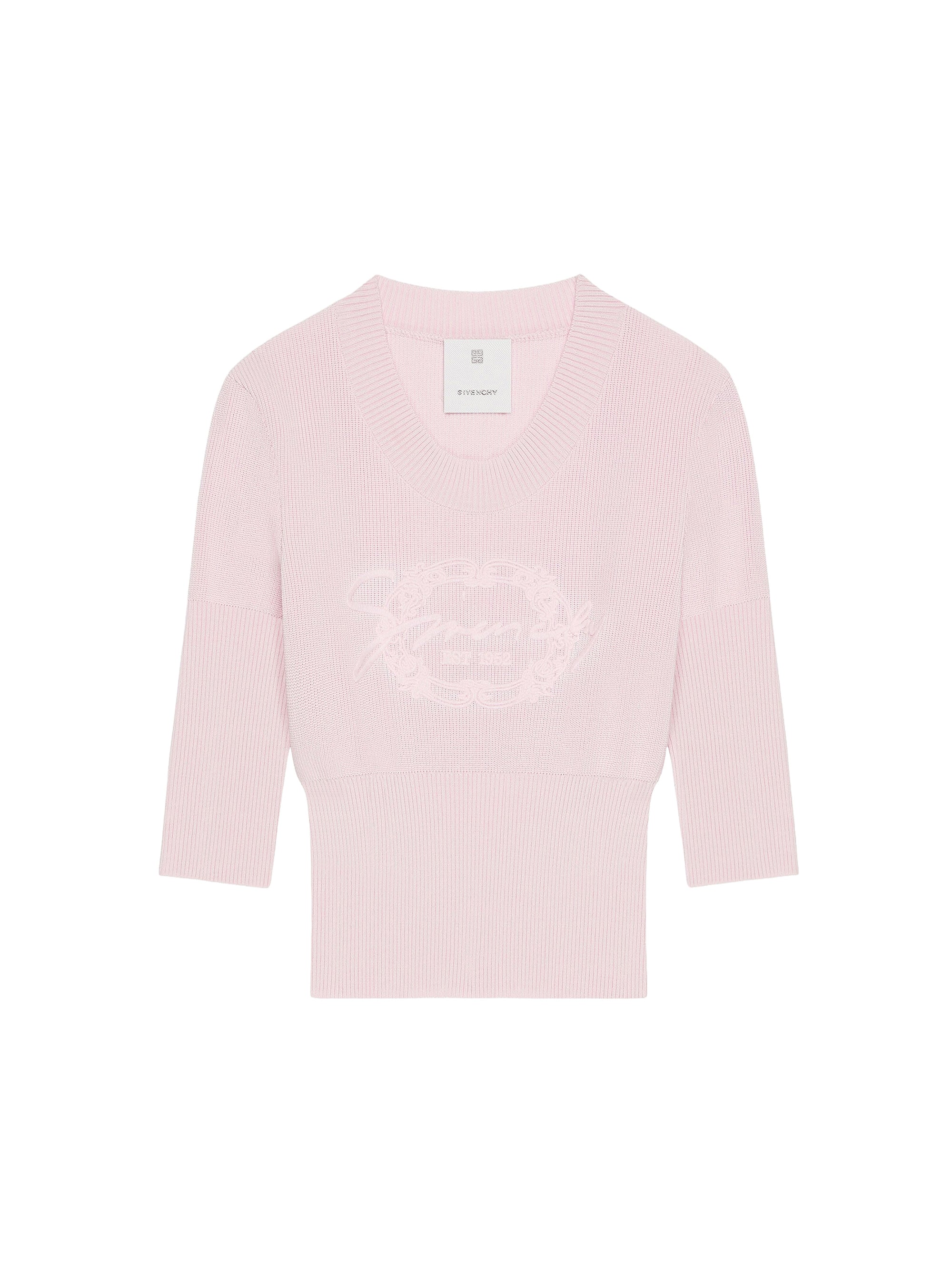 Pull manches 3/4 bas côtelé - Baby Pink