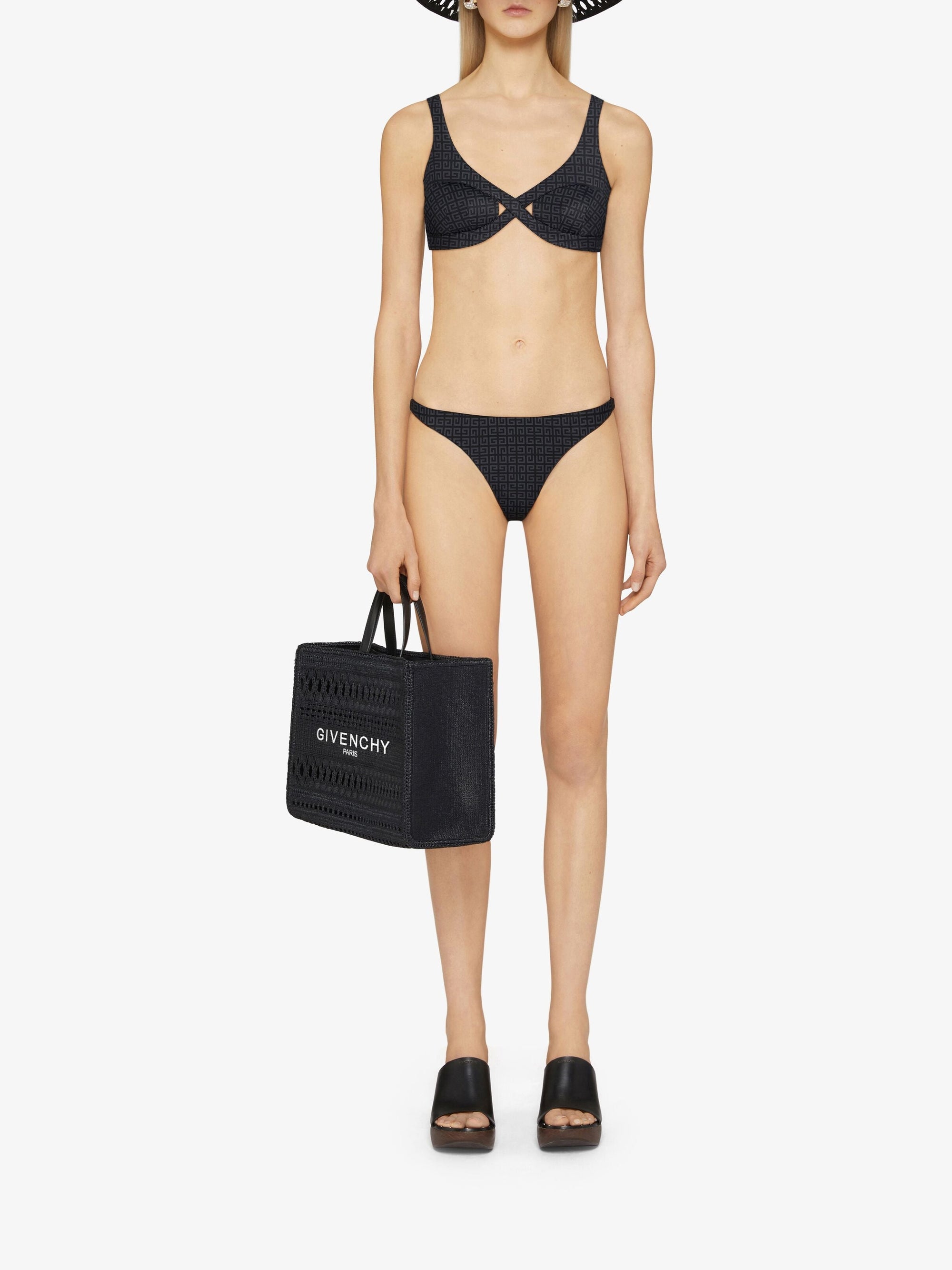 Haut de bikini 4G à effet croisé - Black & Grey