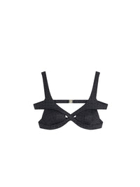Haut de bikini 4G à effet croisé - Black & Grey