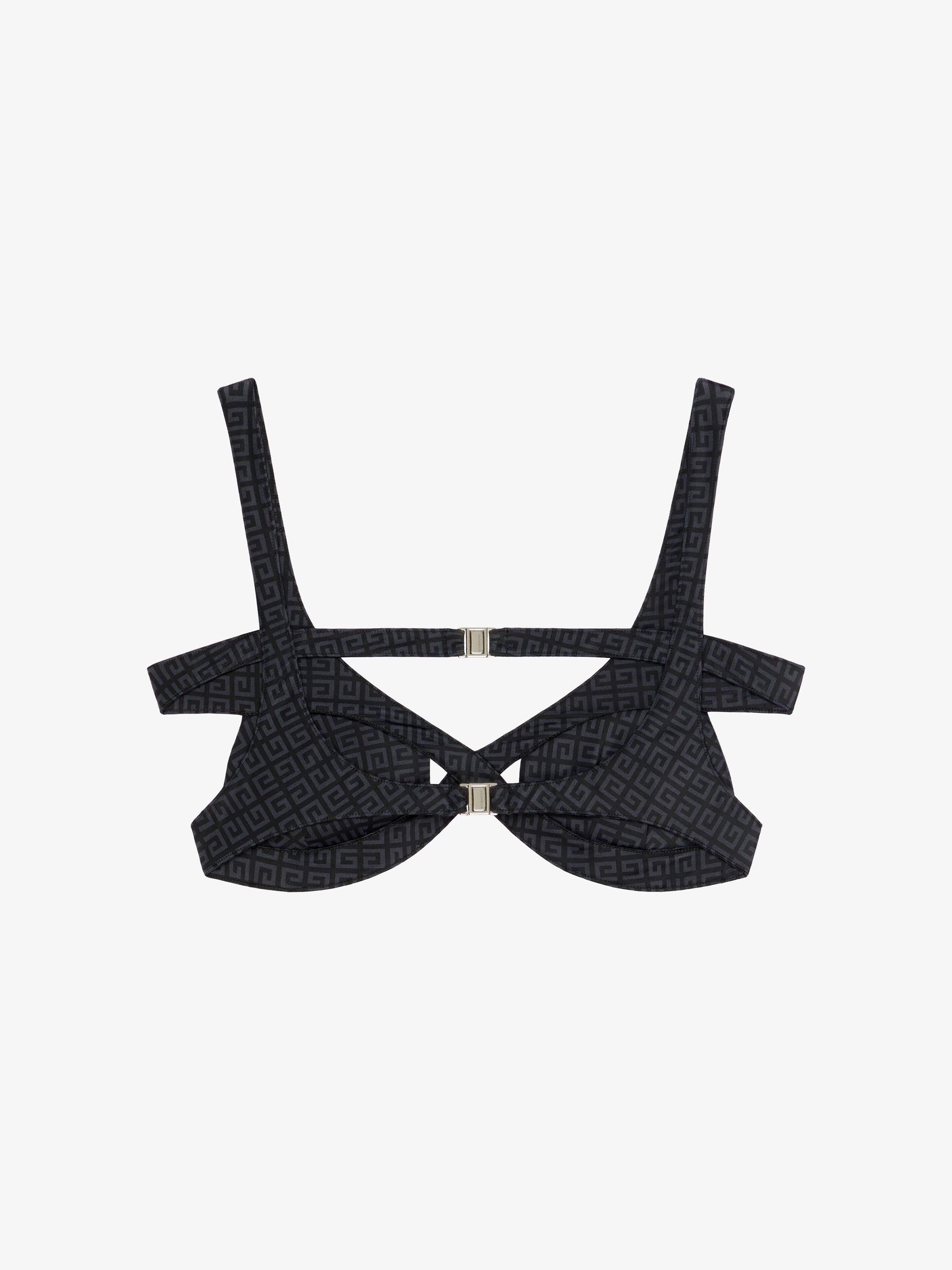 Haut de bikini 4G à effet croisé - Black & Grey