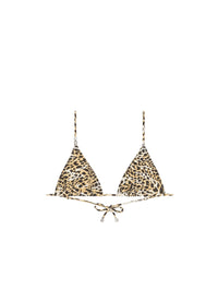 Haut de bikini imprimé léopard à détail 4G - Beige & Black
