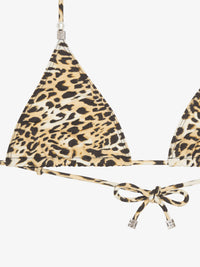 Haut de bikini imprimé léopard à détail 4G - Beige & Black