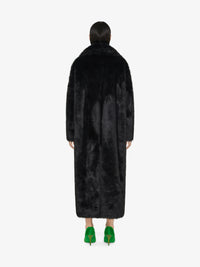 Manteau croisé en fausse fourrure - Noir