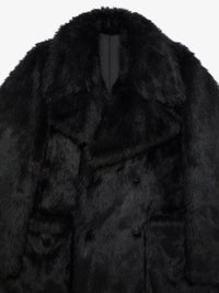 Manteau croisé en fausse fourrure - Noir