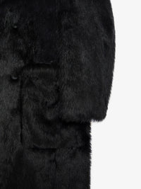 Manteau croisé en fausse fourrure - Noir