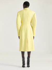 Wool tailored coat with cocoon sleeves - Acid Yellow