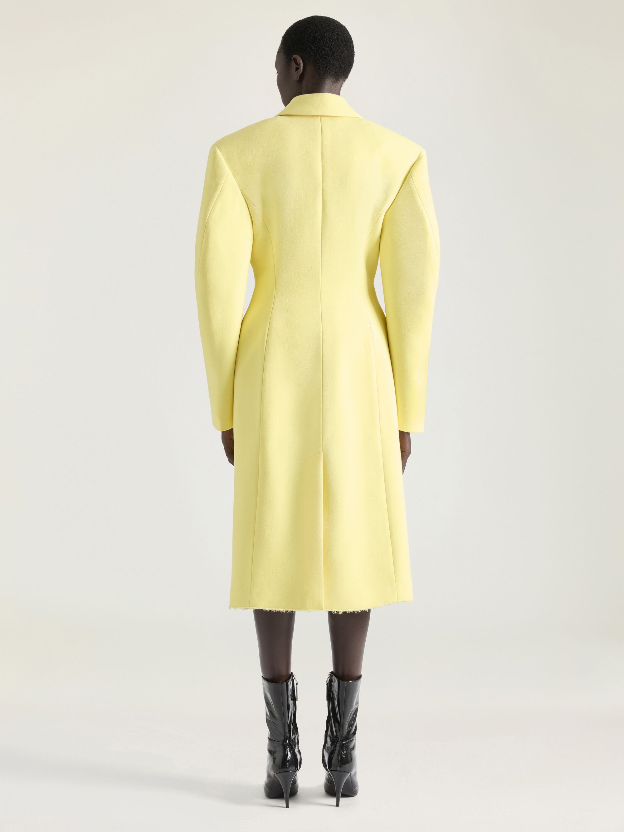 Wool tailored coat with cocoon sleeves - Acid Yellow