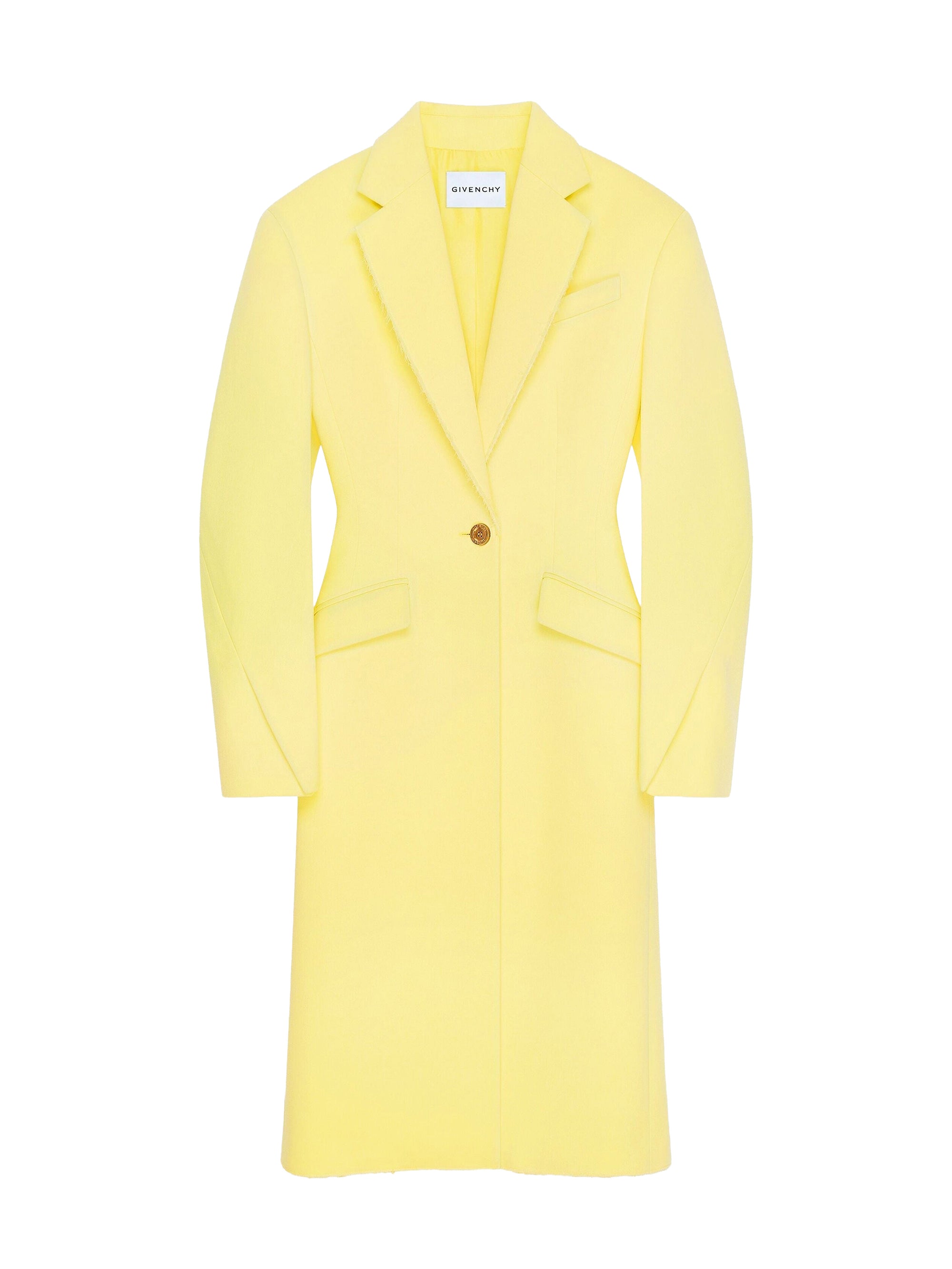 Wool tailored coat with cocoon sleeves - Acid Yellow