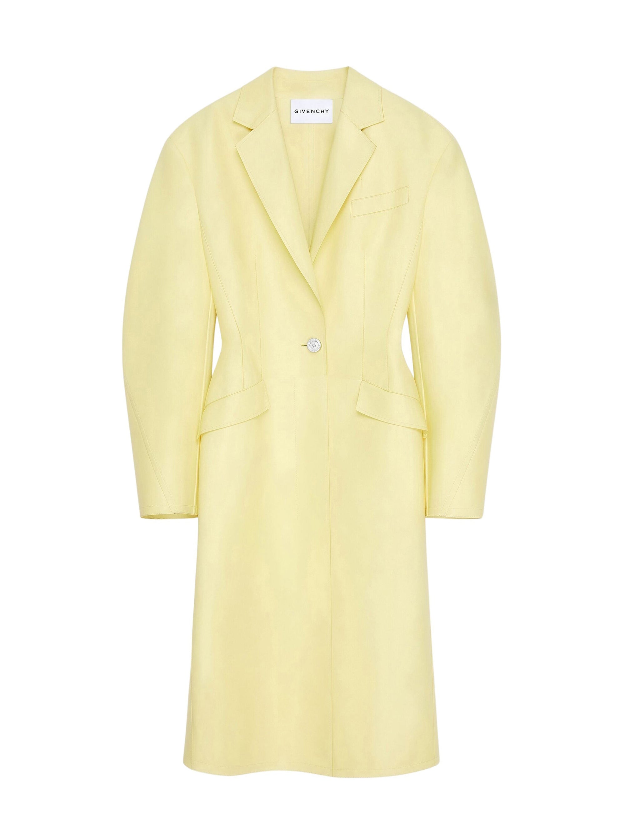Manteau tailleur à manches cocon en laine - Pale Yellow