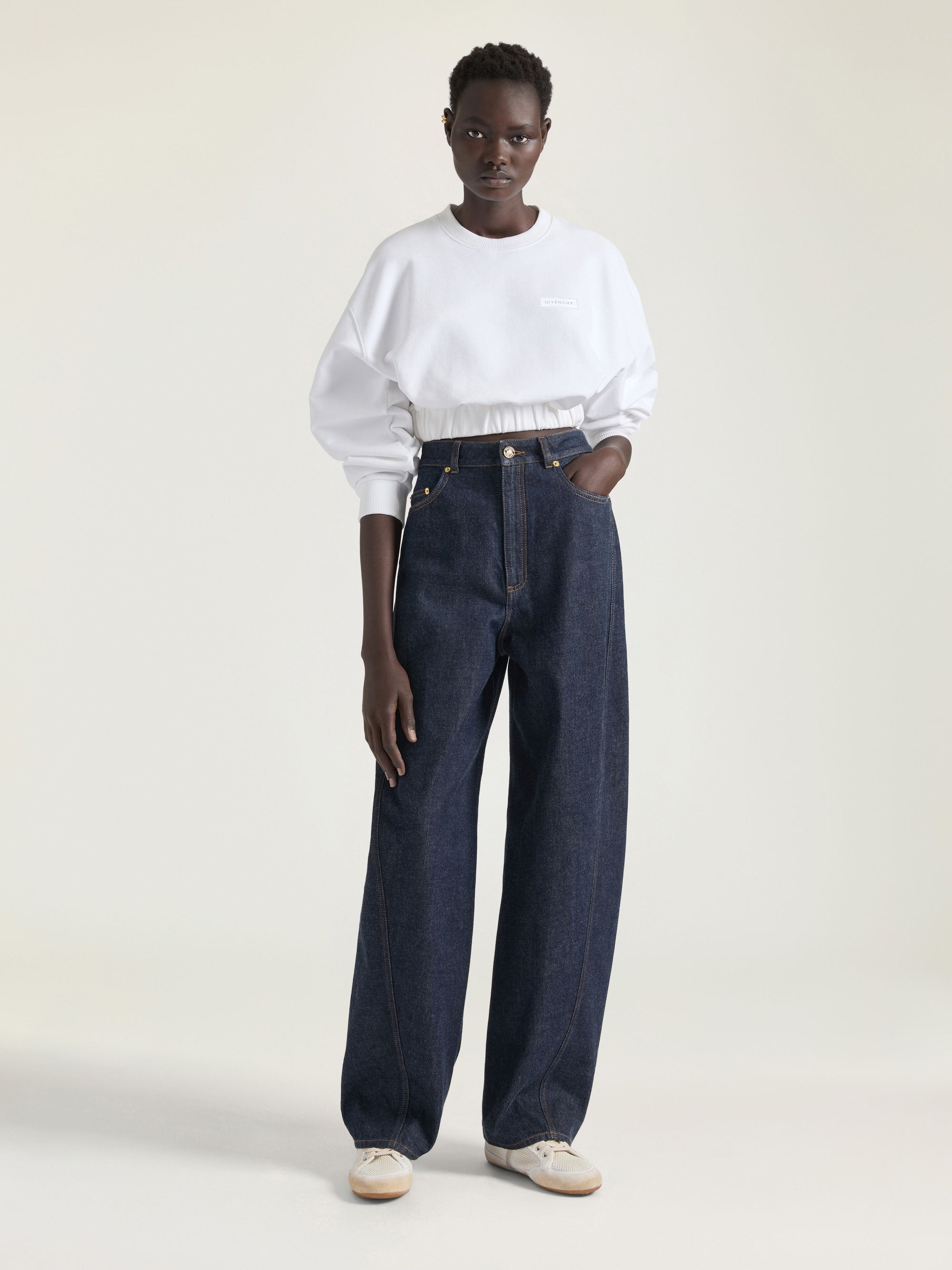 CROPPED COCOON SLEEVE SWEATSHIRT