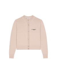 Short, round-neck wool cardigan - Powder