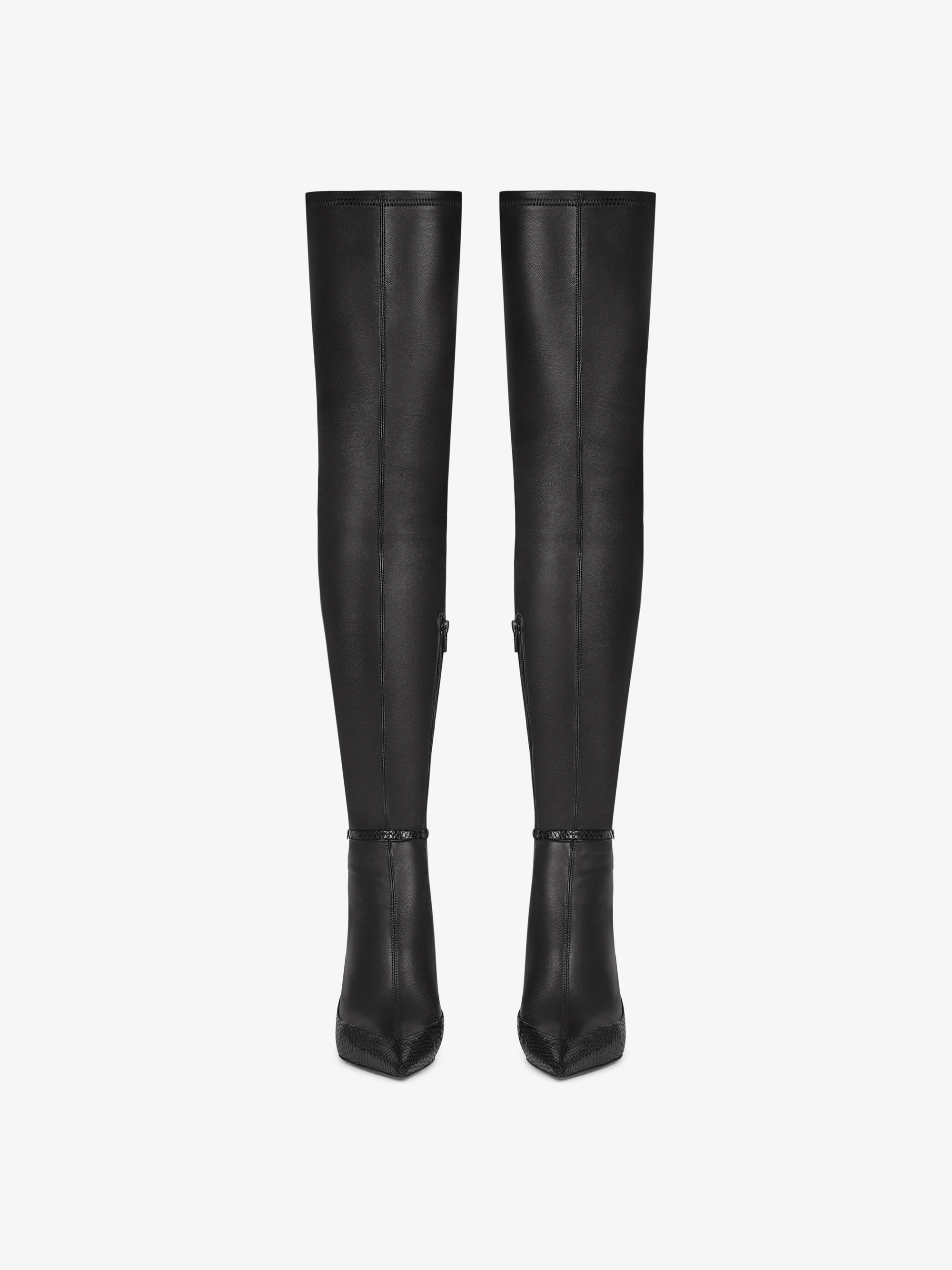Cuissardes Raven 80 en cuir et serpent d'eau - Black