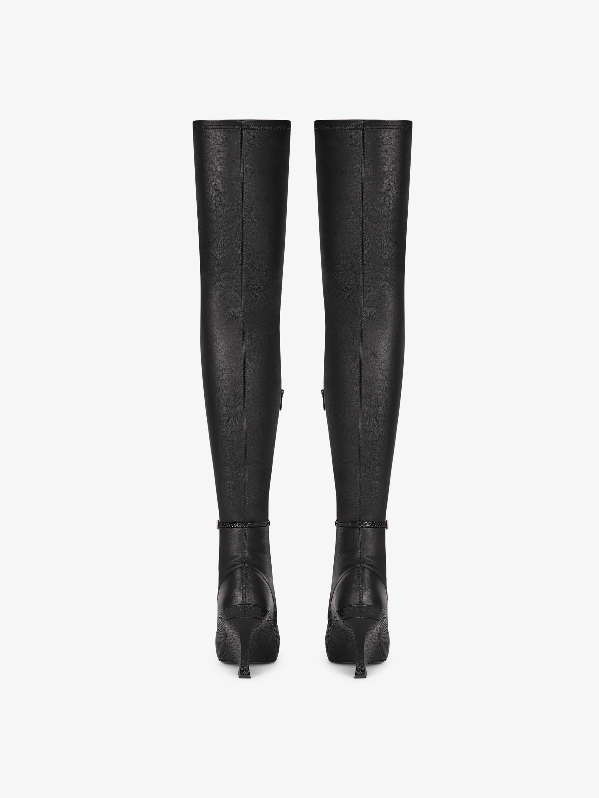 Cuissardes Raven 80 en cuir et serpent d'eau - Black