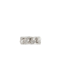 G CHAIN SILVERY CRYSTALS RING