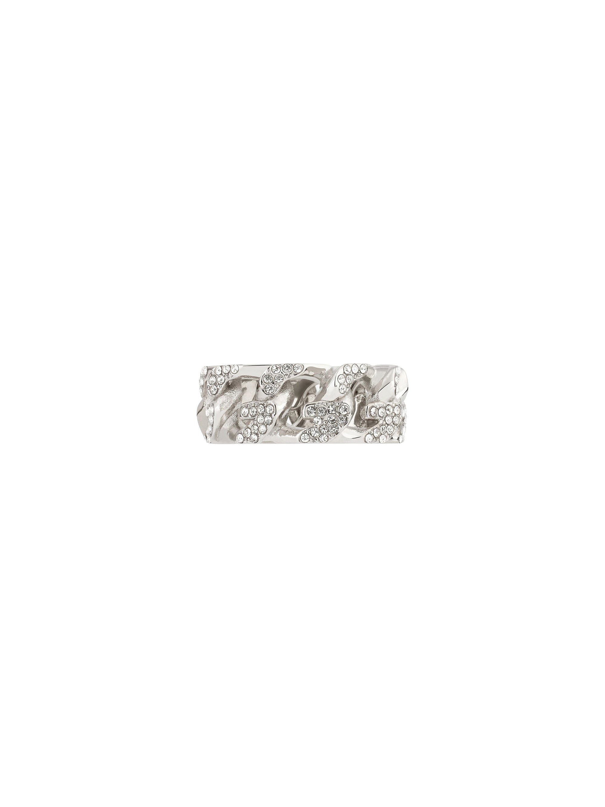 G CHAIN SILVERY CRYSTALS RING