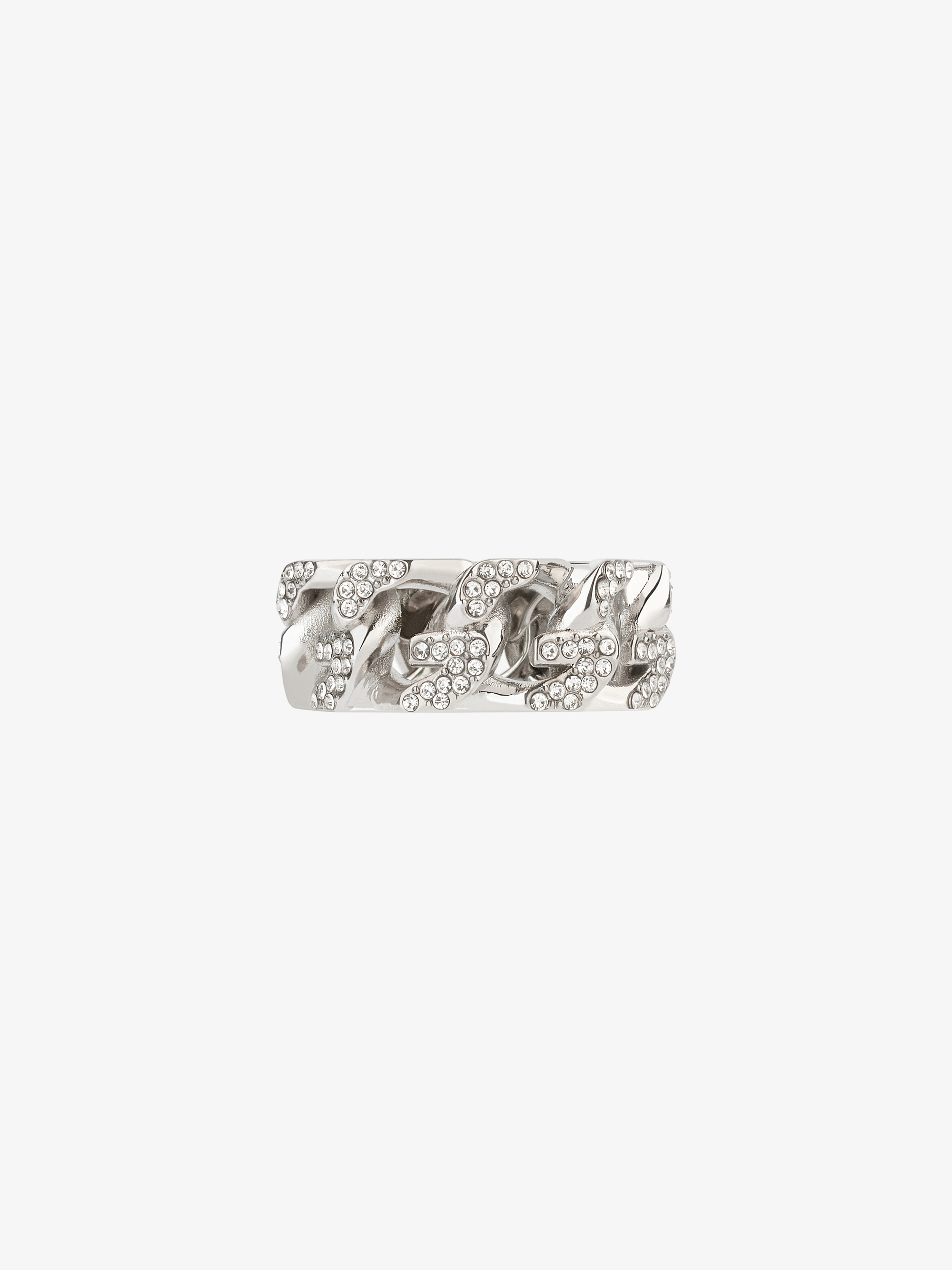 G CHAIN SILVERY CRYSTALS RING