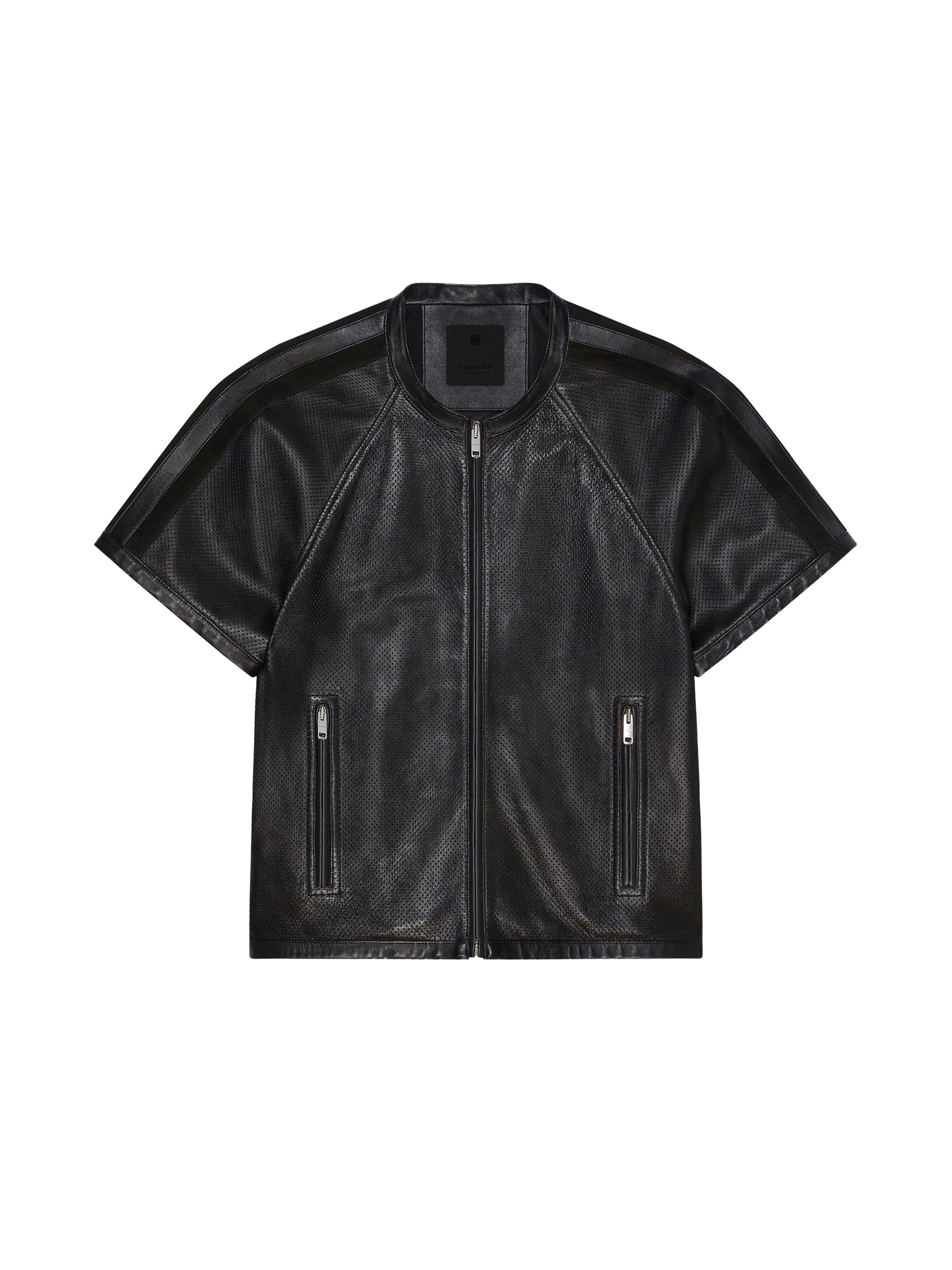 Blouson en cuir perforé - Black