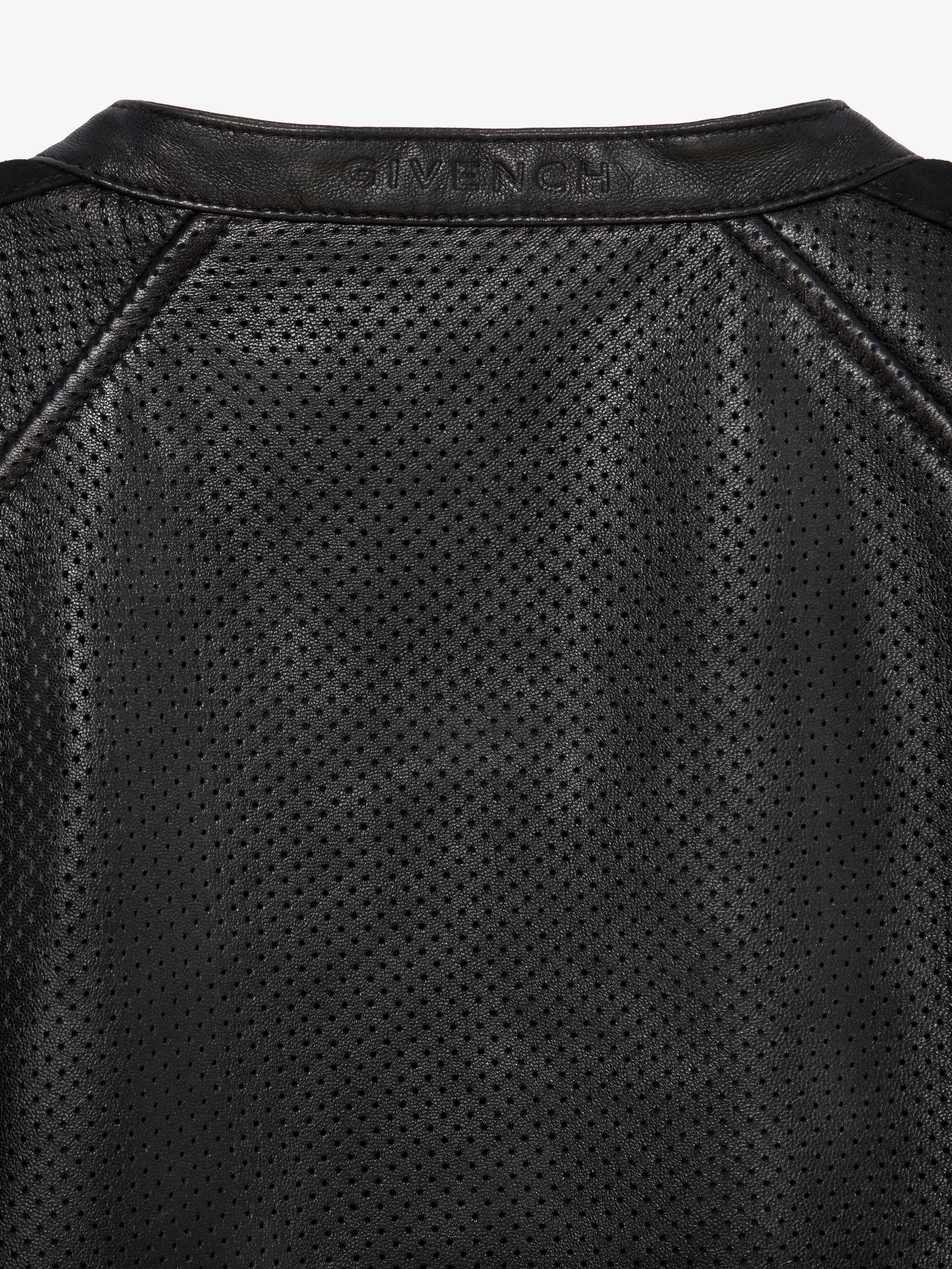 SHORT SLEEVE LEATHER PERFORATED BLOUSON