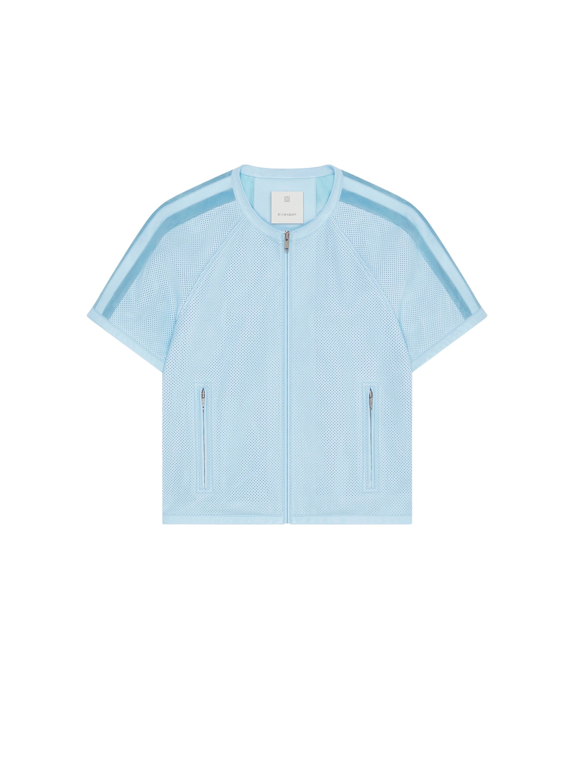 SHORT SLEEVE LEATHER PERFORATED BLOUSON