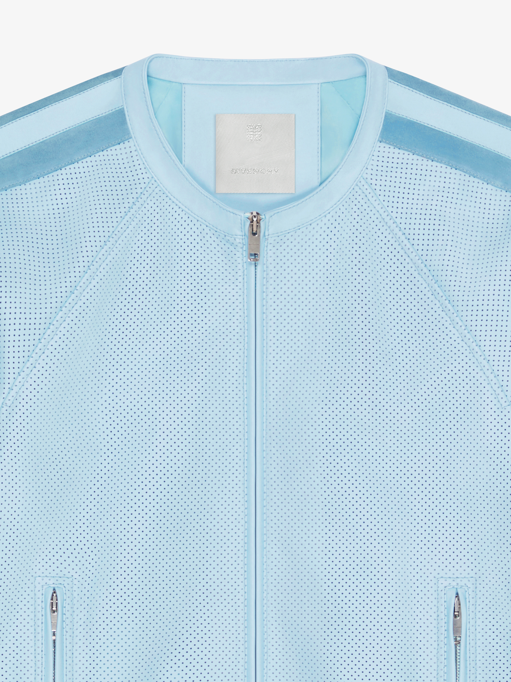 SHORT SLEEVE LEATHER PERFORATED BLOUSON