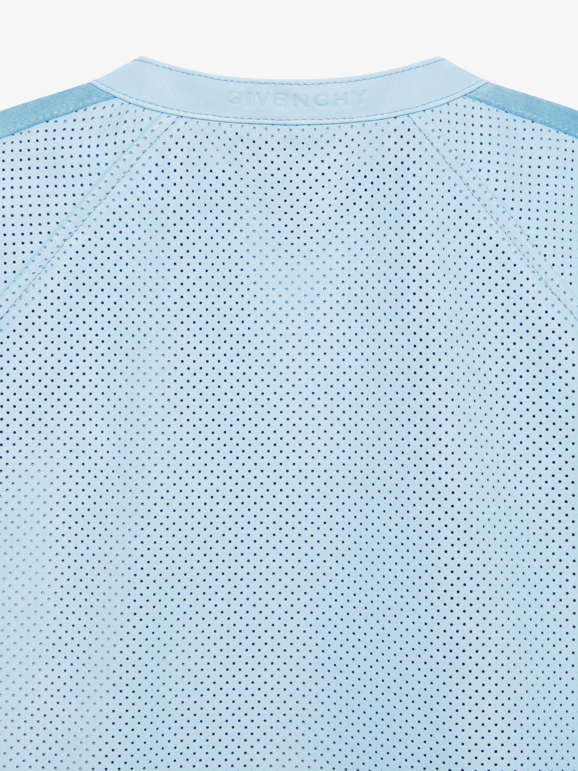 SHORT SLEEVE LEATHER PERFORATED BLOUSON