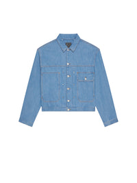 PLEATED AND SNAPPED DENIM JACKET
