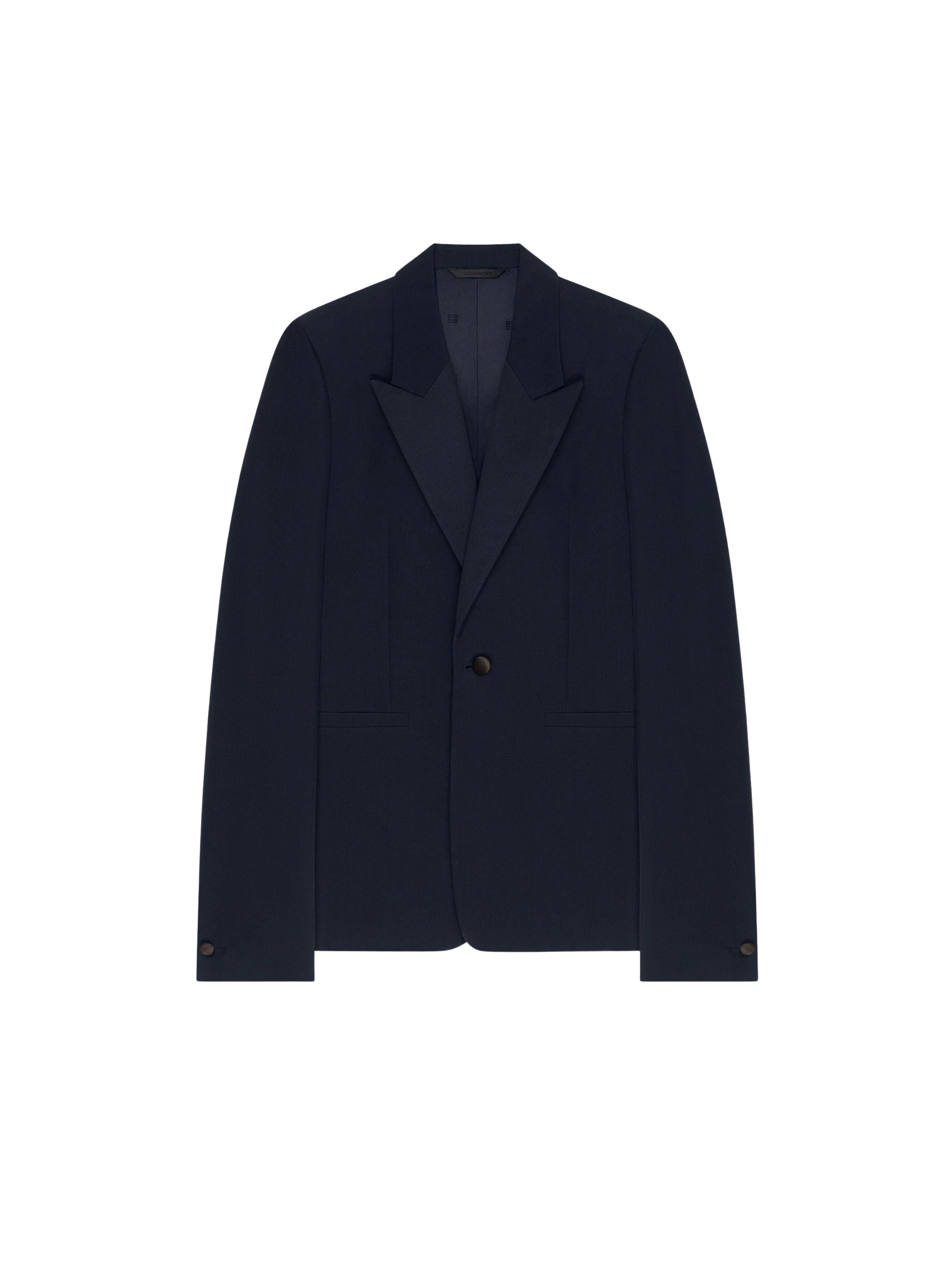 Veste Slim en laine à col satin - Night Blue