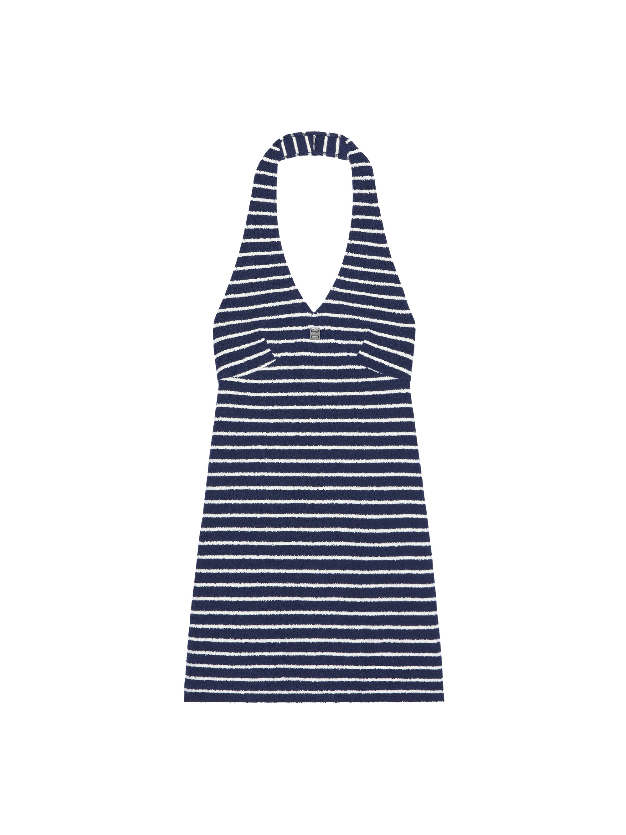 Robe rayée éponge à détail 4G - Navy & Natural