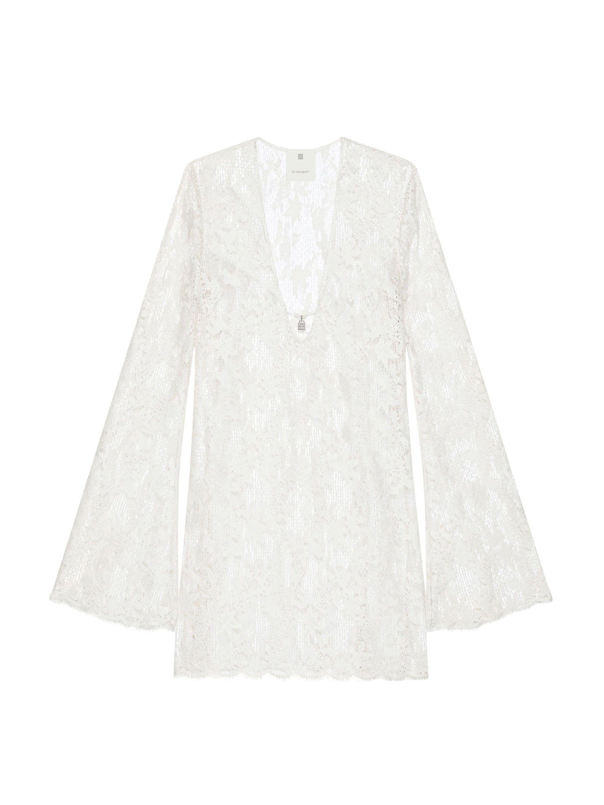 Robe en dentelle à détail 4G - Ecru