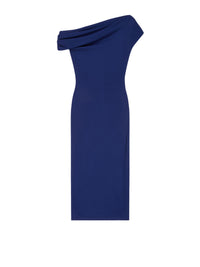 OFF SHOULDER DRAPE MIDI DRESS