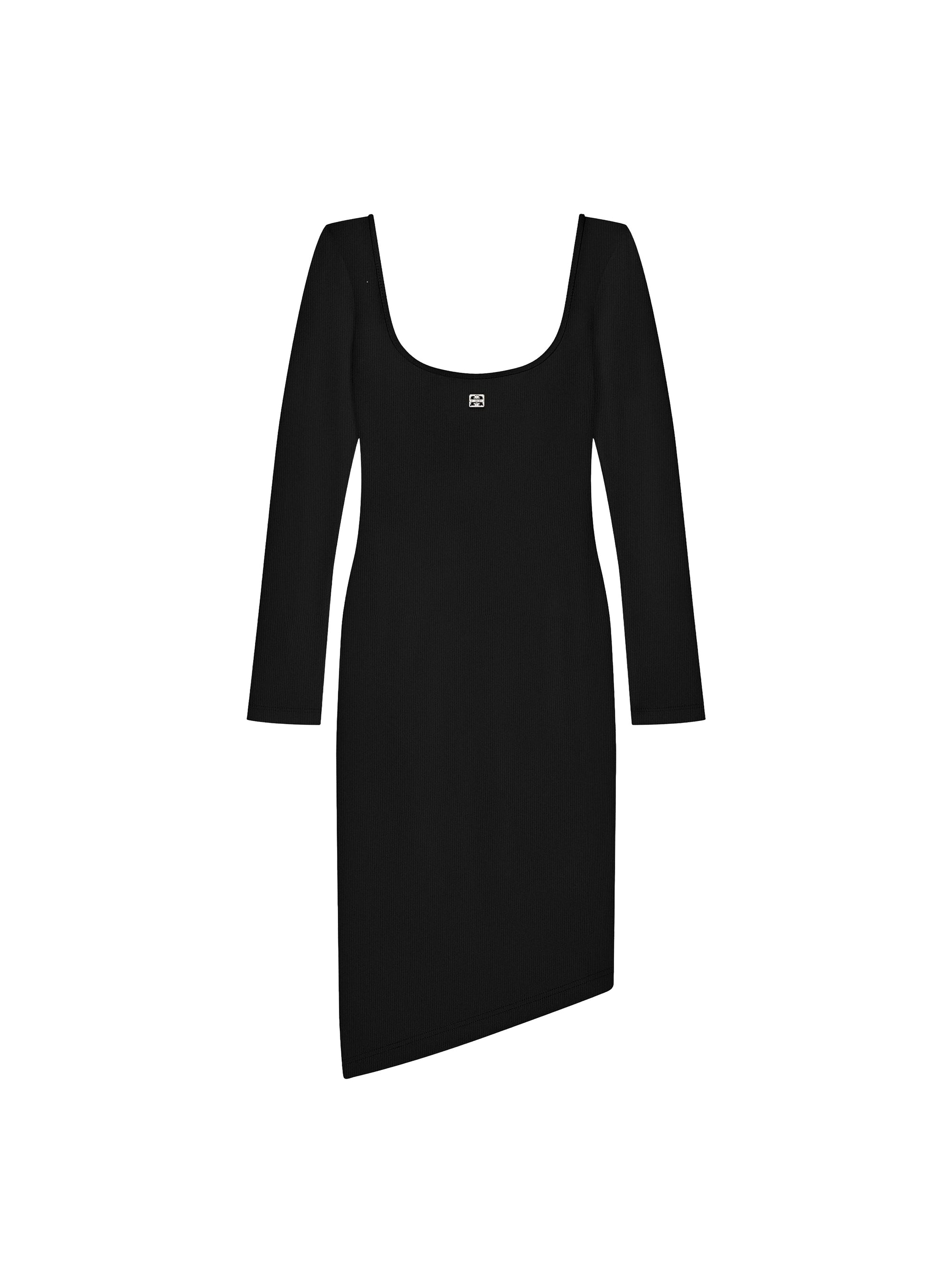 Asymmetrical ribbed dress with 4G Liquid detail - Black