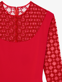 LONG SLEEVE PLUMETIS DRESS