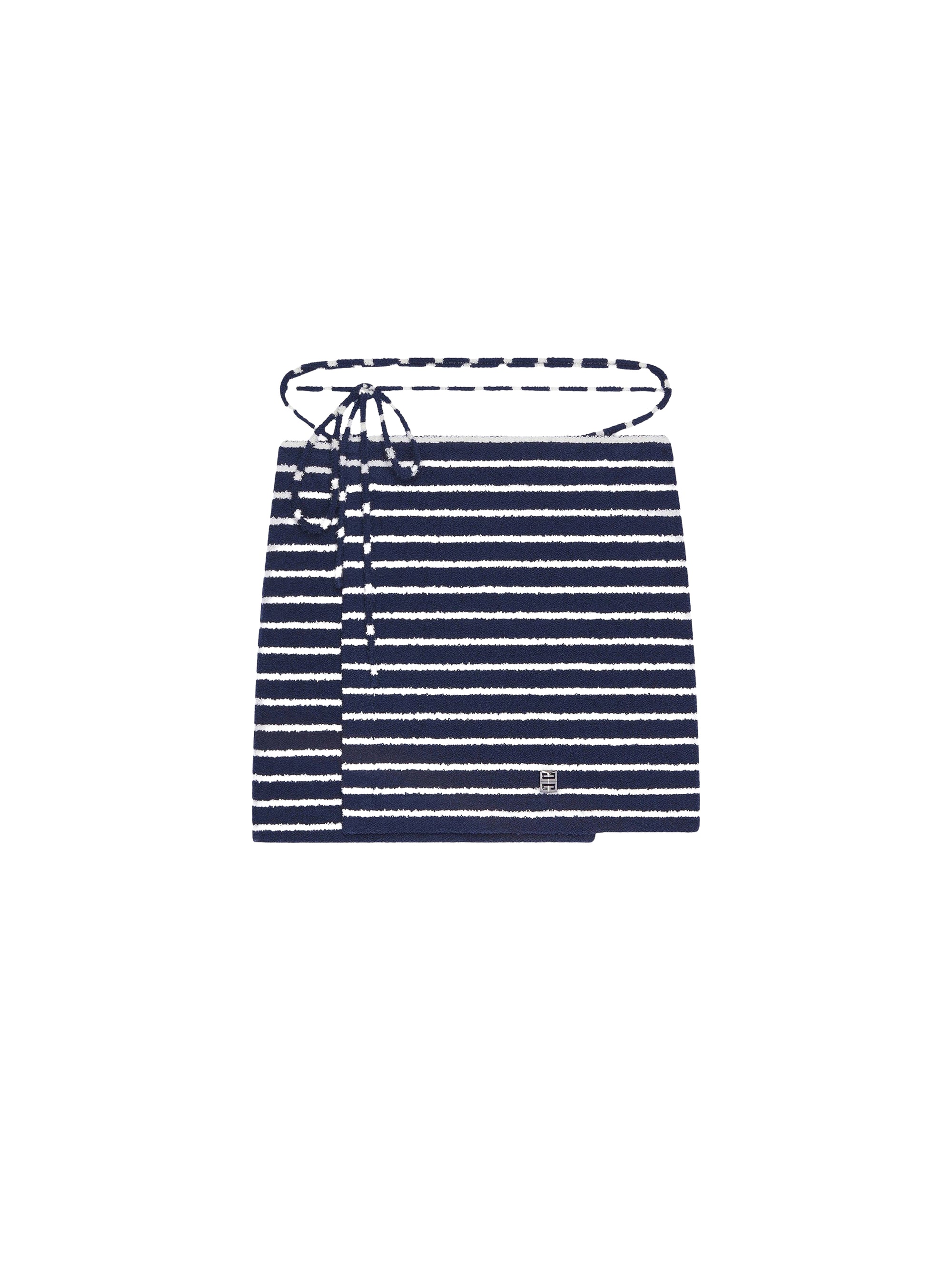 Striped terry cloth mini-skirt with 4G detail – Navy & Natural