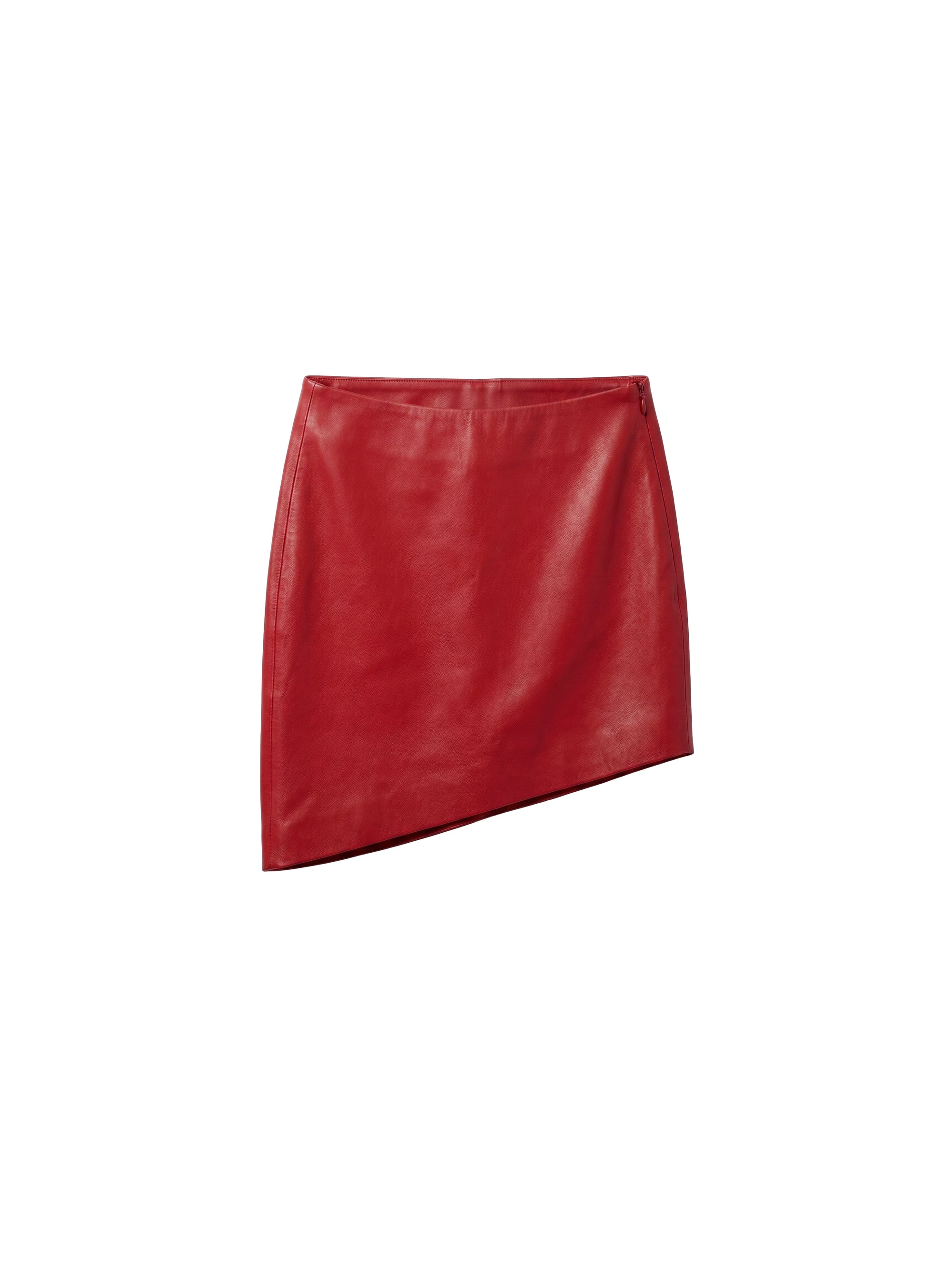 Asymmetrical leather mini-skirt - Red