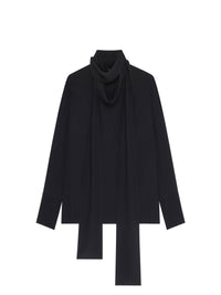 Blouse en soie avec longue lavallière détachable - Black