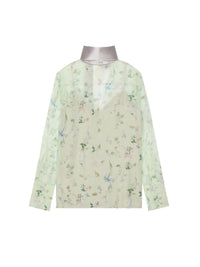 Chemisier lavallière en soie mélangé - Pale Green