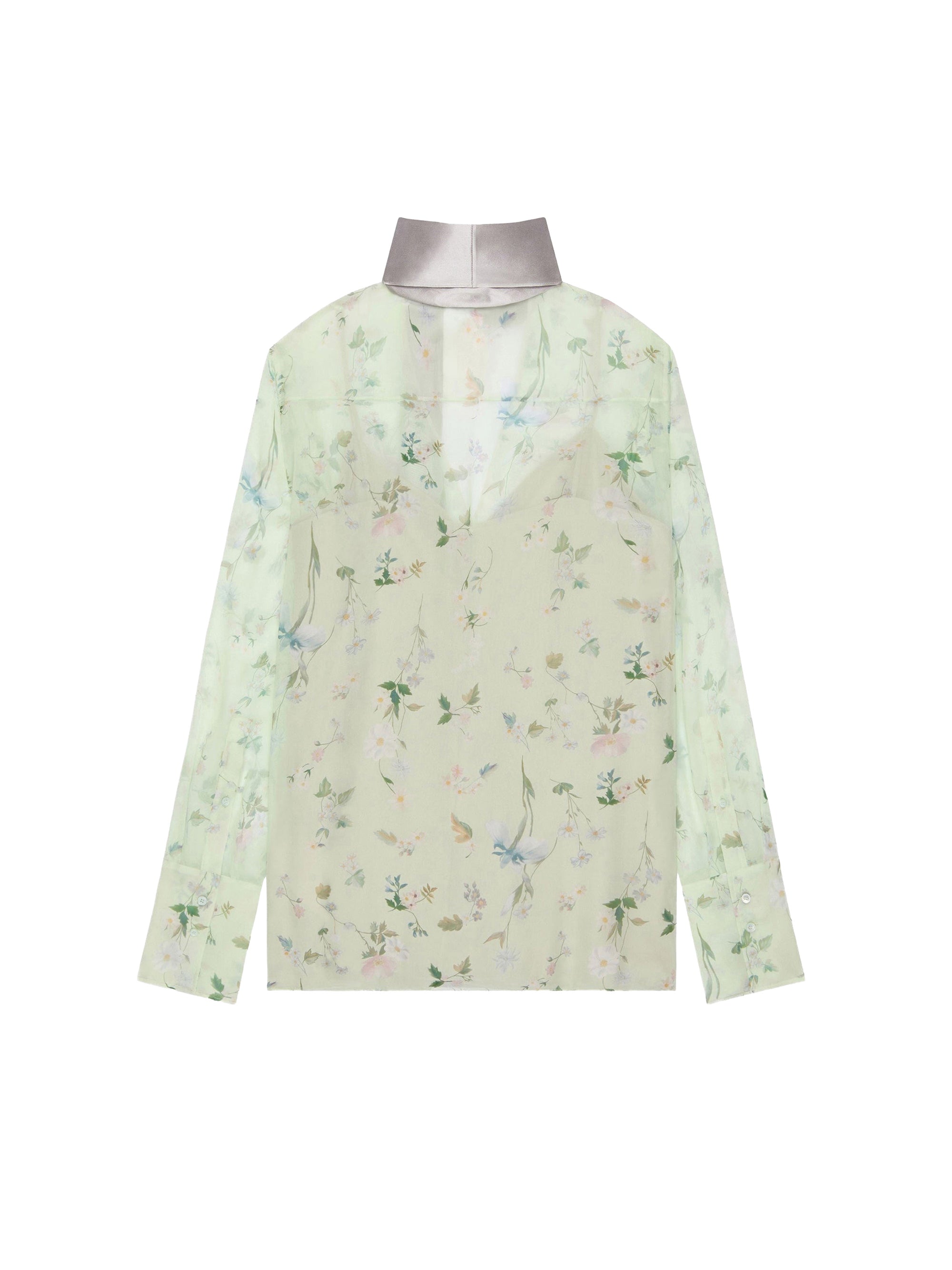 Chemisier lavallière en soie mélangé - Pale Green