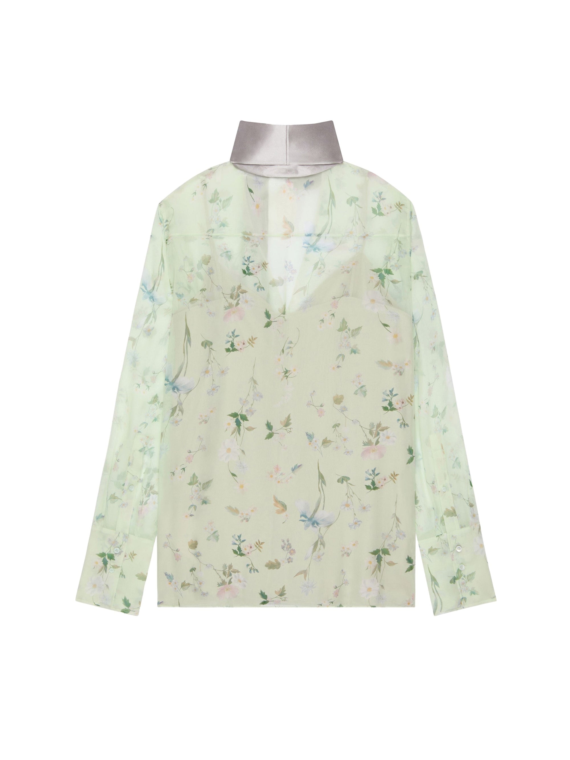 SILK CHIFFON ACID GREEN FLOWERS