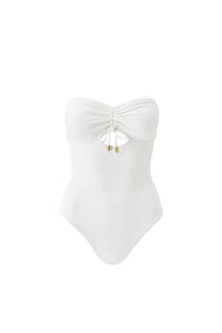 Lucca textured bandeau one-piece swimsuit - Cream Ribbed