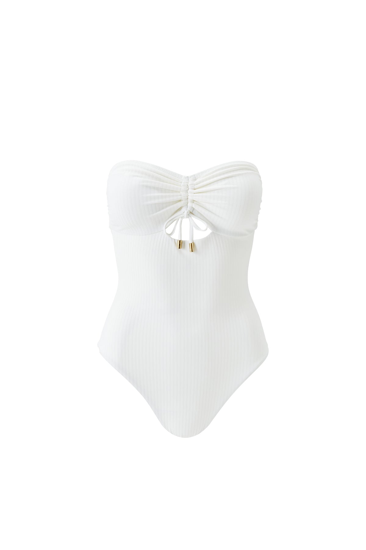Lucca textured bandeau one-piece swimsuit - Cream Ribbed