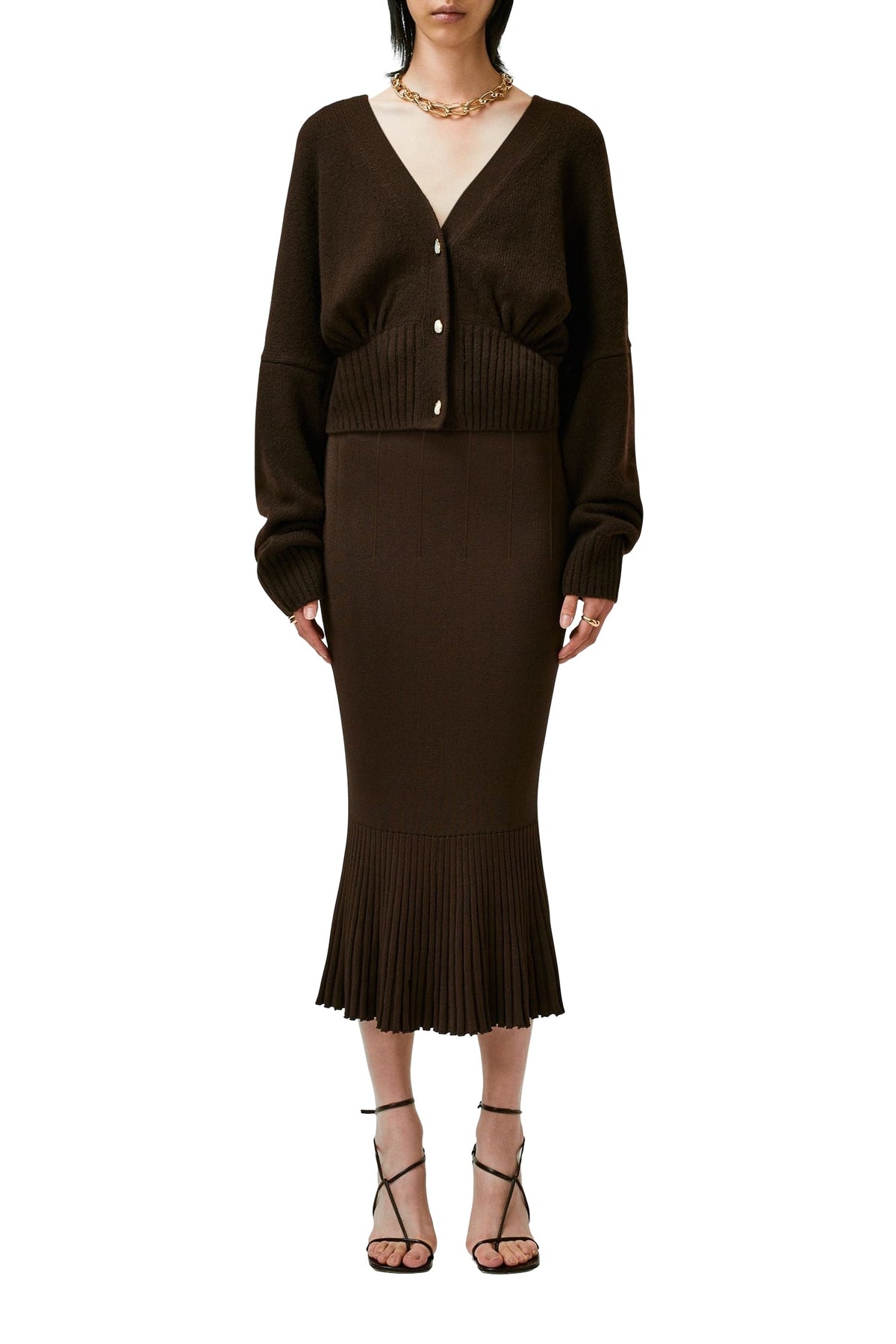 Luna Pearl Cardigan - Chocolate