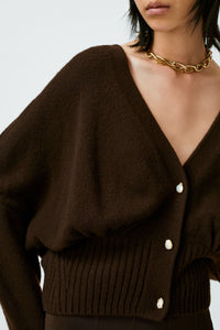 Luna Pearl Cardigan - Chocolate