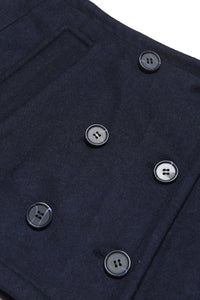 Wool button skirt - Blue Navy
