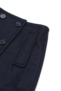 Wool button skirt - Blue Navy
