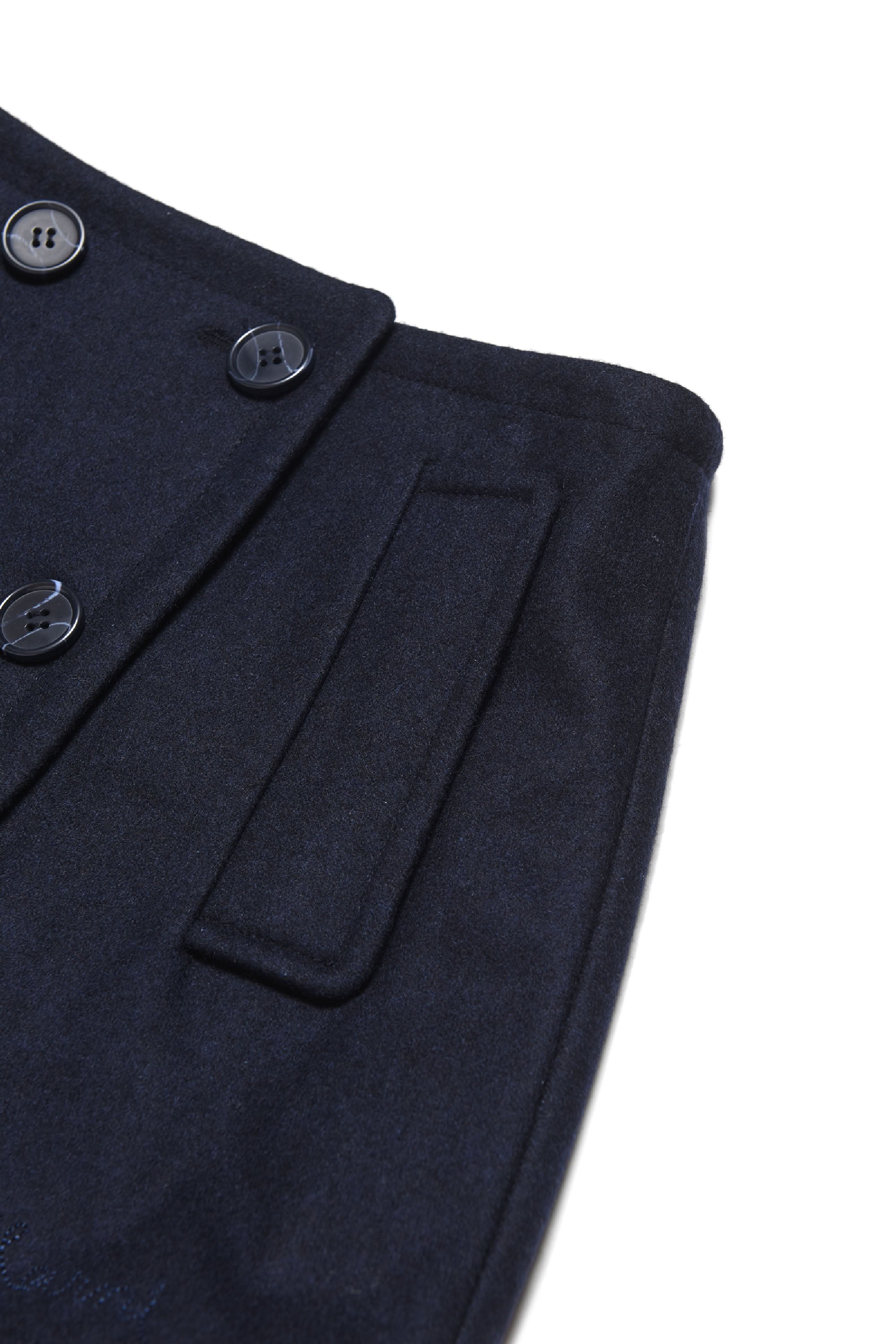 Wool button skirt - Blue Navy