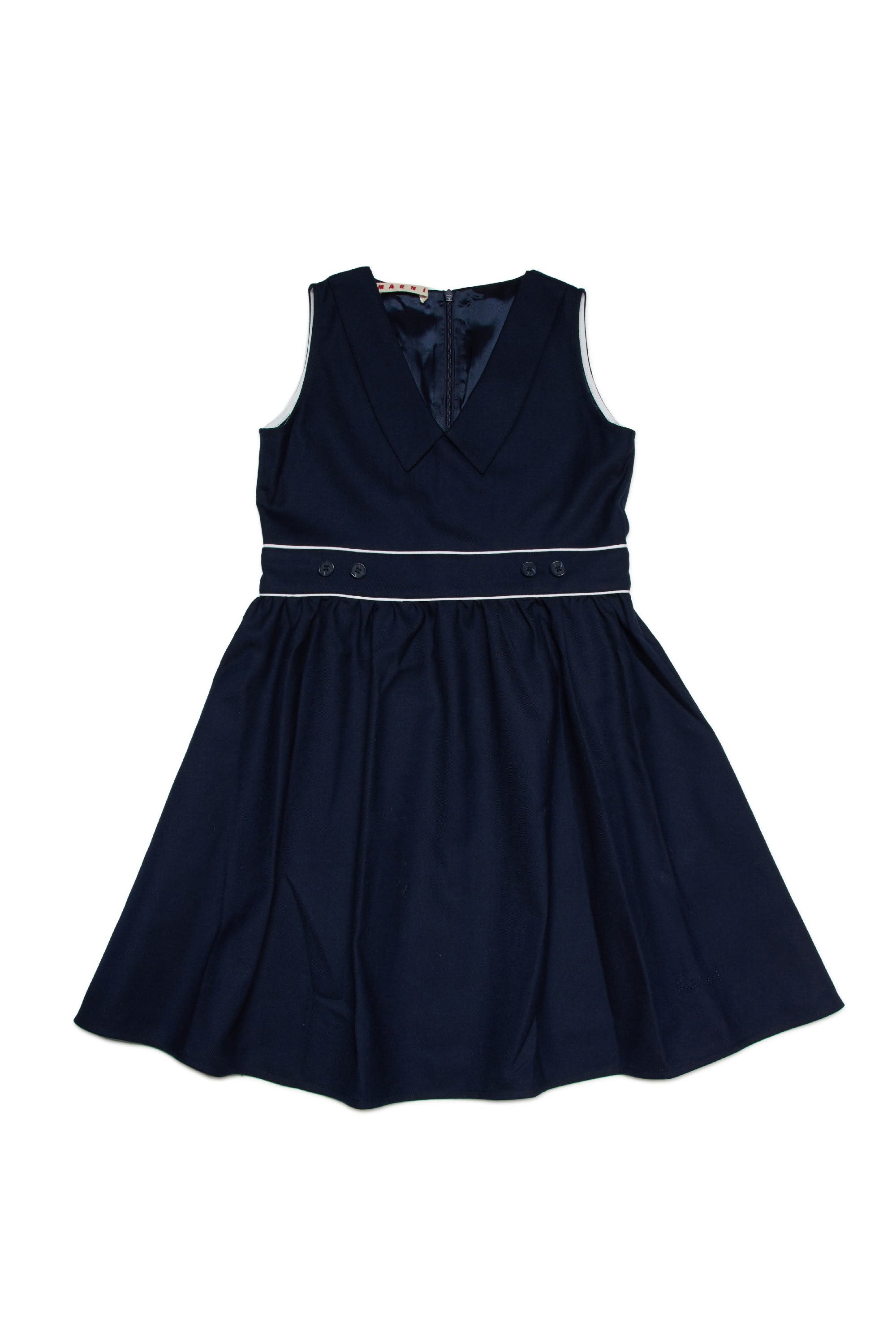 Robe évasée en laine - Blue Navy