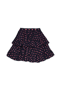 Skirt with ruffles and pattern - Blue Navy