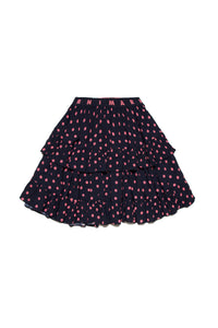 Skirt with ruffles and pattern - Blue Navy