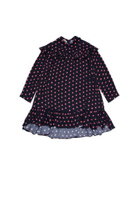 Ruffled and patterned dress - Blue Navy